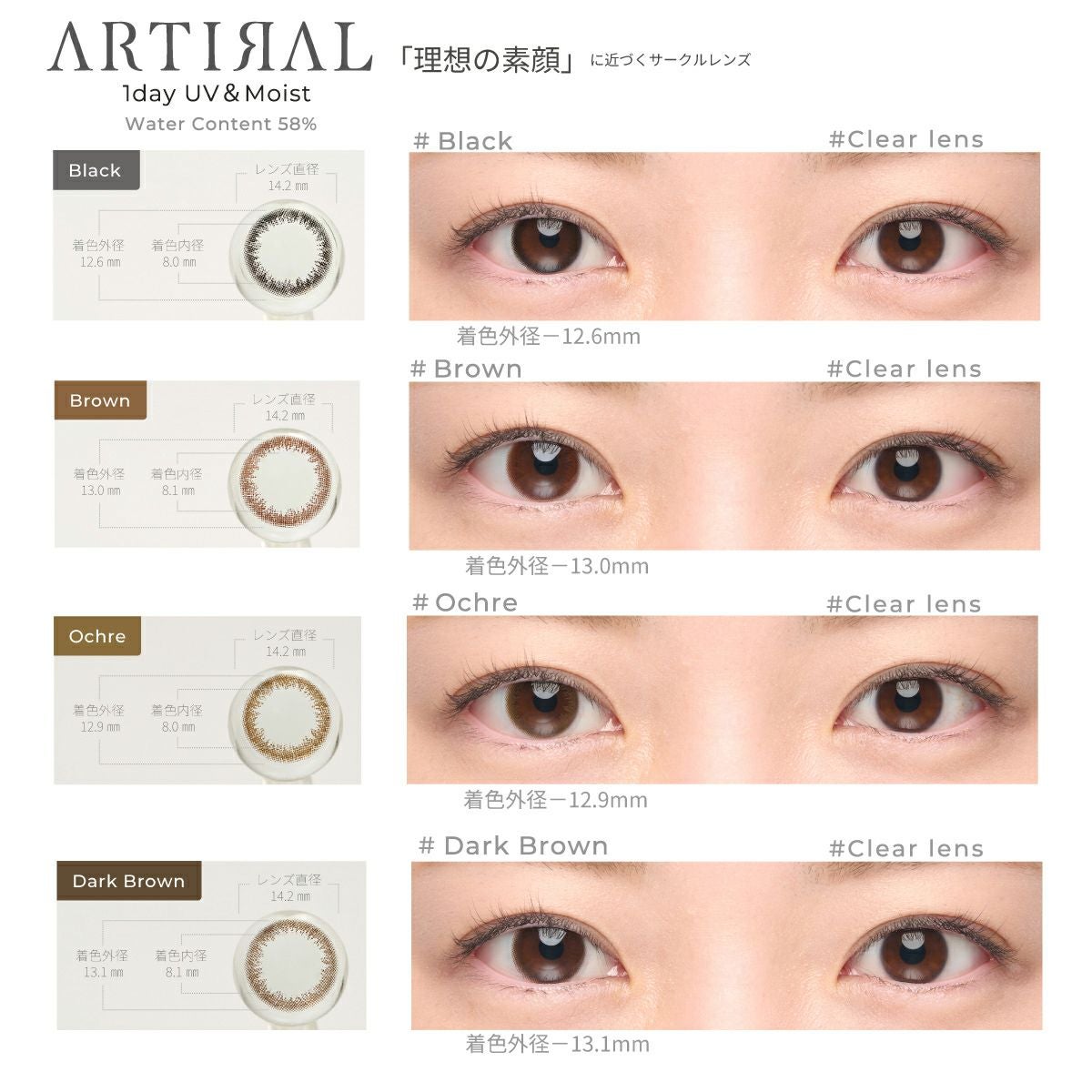 アーティラルUV＆モイスト58 ワンデー [ダークブラウン][10枚入