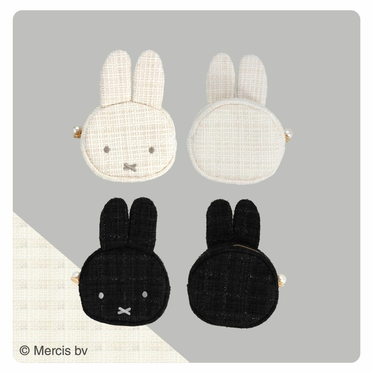 miffy ツイード&パールシリーズ ツイードダイカットポーチ ＜ WHITE ＞