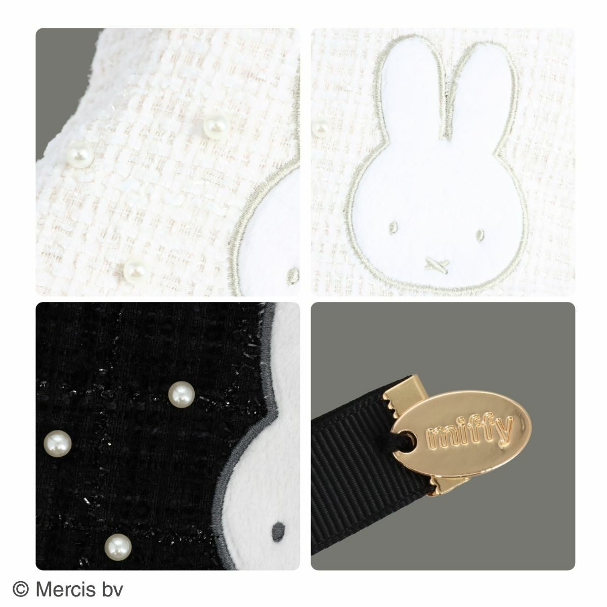 miffy ツイード&パールシリーズ ツイード巾着ポーチ ＜ BLACK ＞