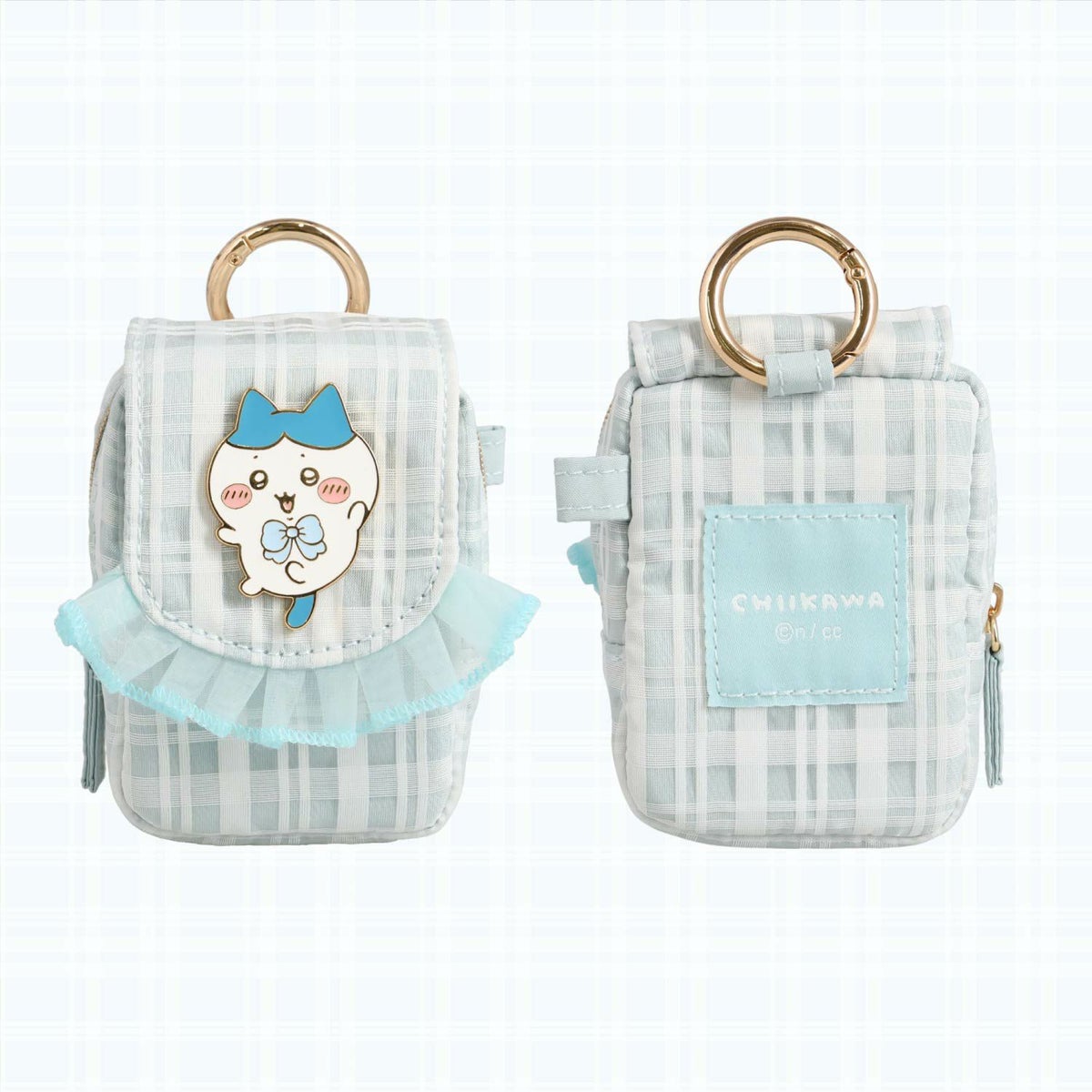 ちいかわ チェックシリーズ カラビナ付きミニポーチ ＜ちいかわ/ハチワレ/うさぎ/モモンガ＞ 粧美堂 shobido