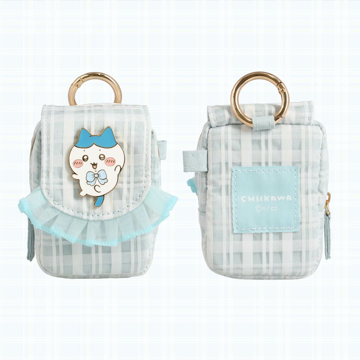 ちいかわ チェックシリーズ カラビナ付きミニポーチ ＜ちいかわ/ハチワレ/うさぎ/モモンガ＞ 粧美堂 shobido