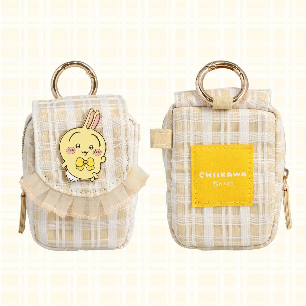 ちいかわ チェックシリーズ カラビナ付きミニポーチ ＜ちいかわ/ハチワレ/うさぎ/モモンガ＞ 粧美堂 shobido