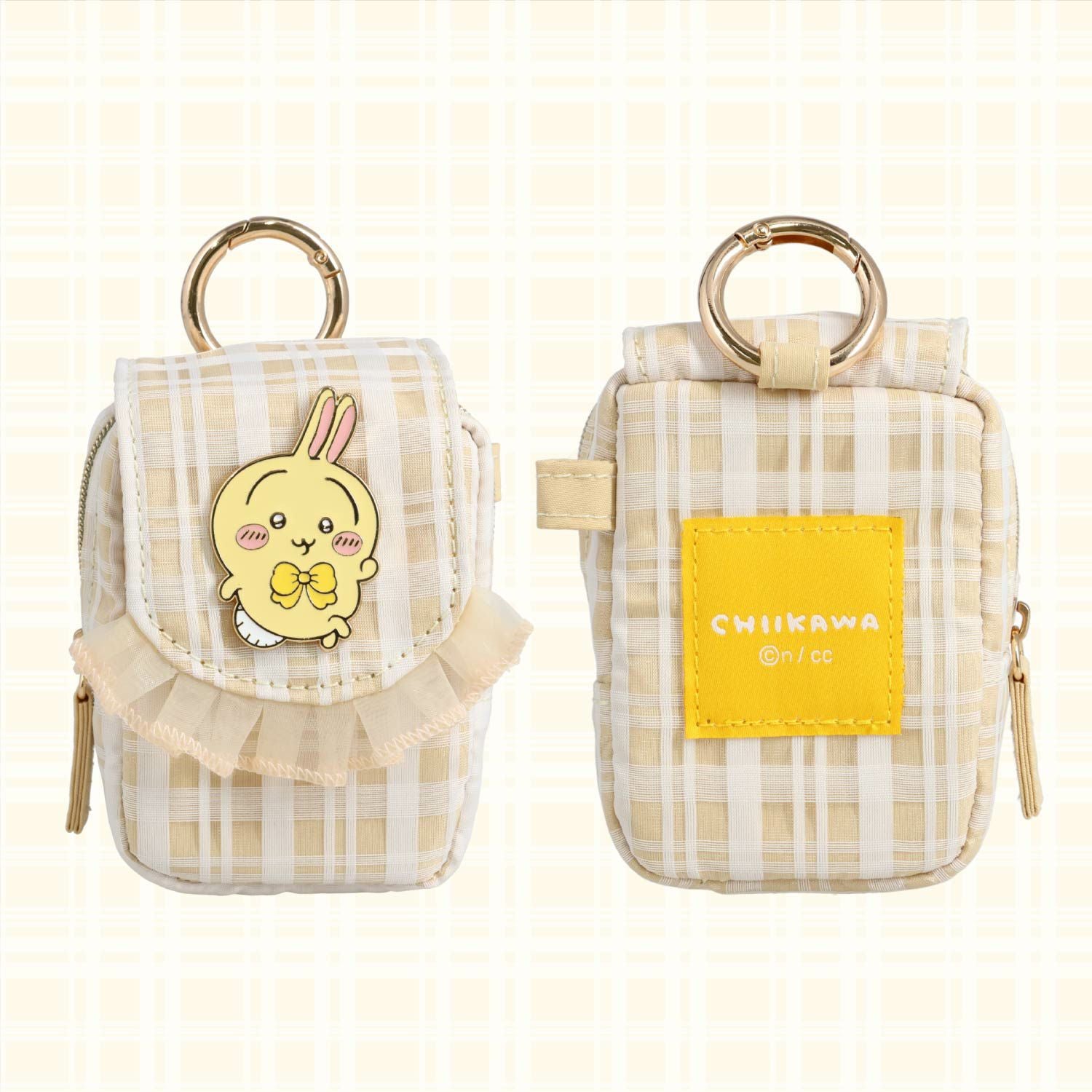 ちいかわ チェックシリーズ カラビナ付きミニポーチ ＜ちいかわ/ハチワレ/うさぎ/モモンガ＞ 粧美堂 shobido
