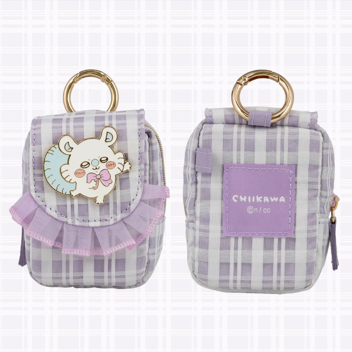 ちいかわ チェックシリーズ カラビナ付きミニポーチ ＜ちいかわ/ハチワレ/うさぎ/モモンガ＞ 粧美堂 shobido