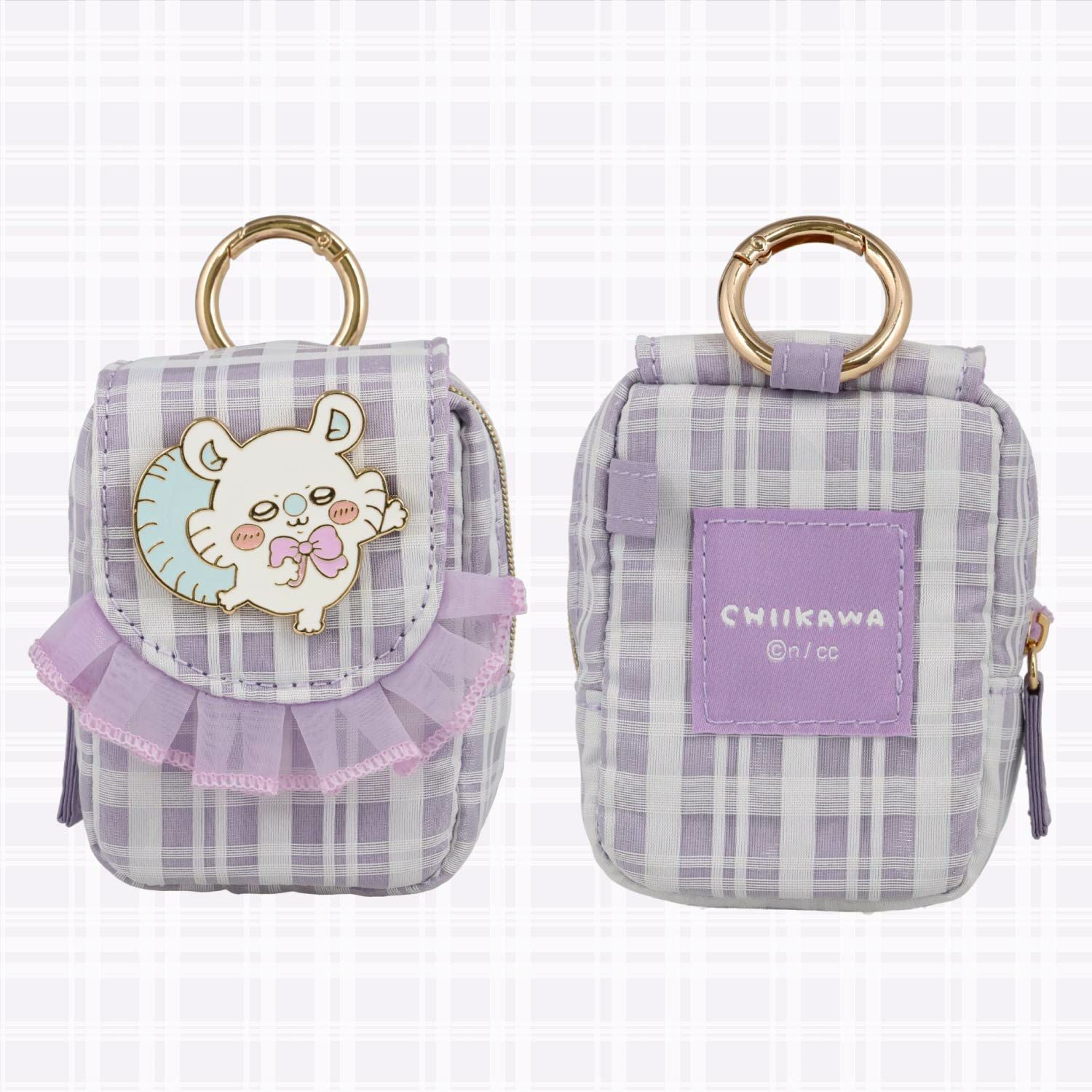 ちいかわ チェックシリーズ カラビナ付きミニポーチ ＜ちいかわ/ハチワレ/うさぎ/モモンガ＞ 粧美堂 shobido