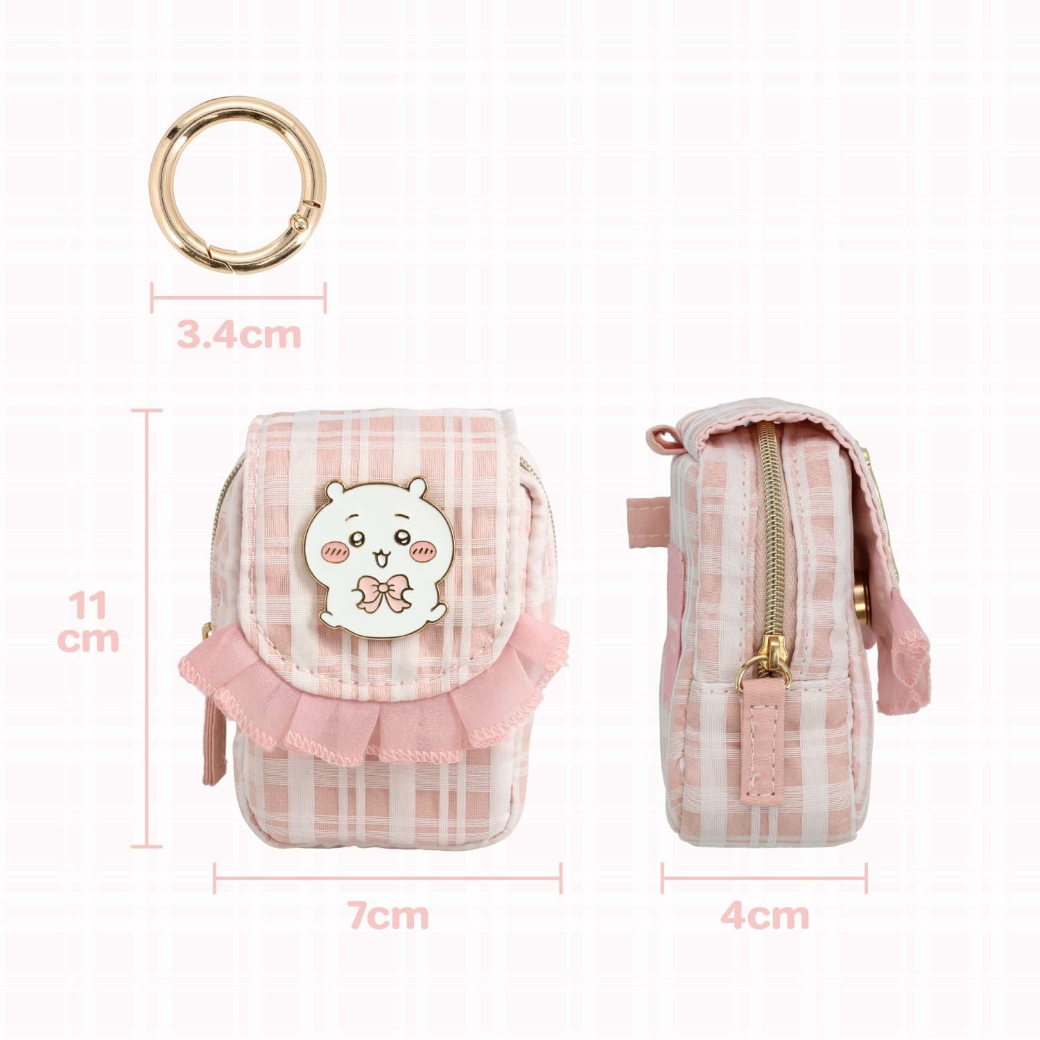 ちいかわ チェックシリーズ カラビナ付きミニポーチ | 粧美堂