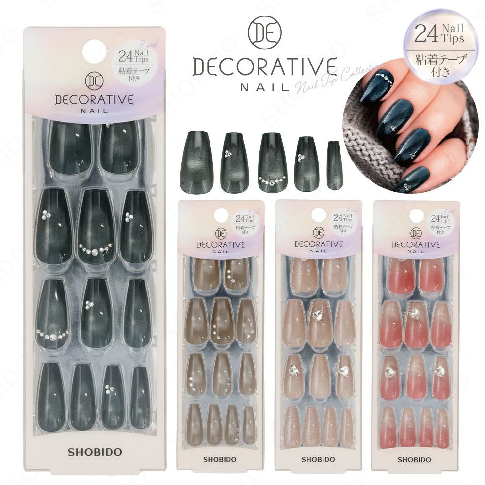 デコラティブネイル マグネットネイルチップ 24Nail Tips/粘着テープ付き ＜Glow/Lustre/Prima/Halo＞ 粧美堂 shobido