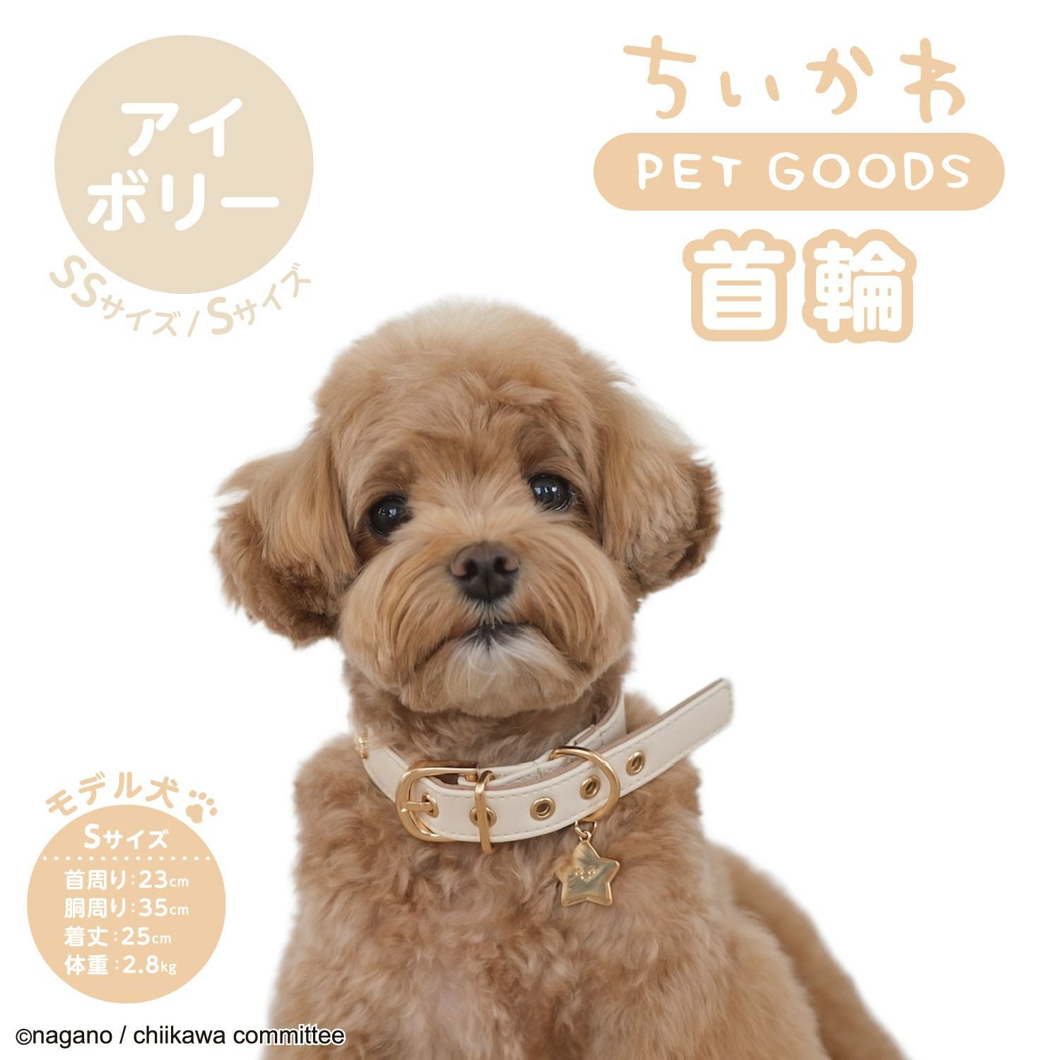 ちいかわ 小型犬用 首輪 合皮タイプ ＜ アイボリー/ピンク ＞