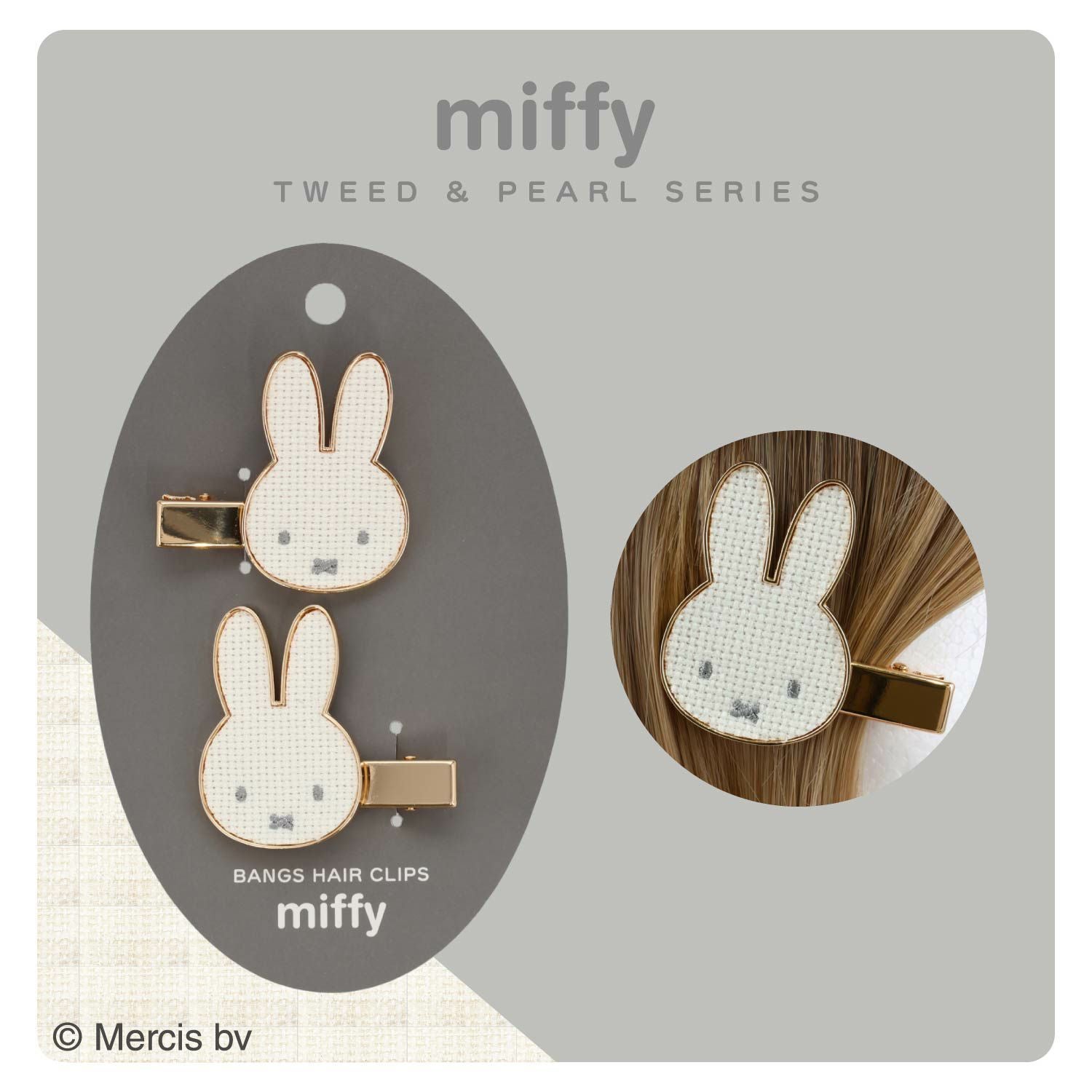 miffy ツイード＆パールシリーズ ツイード前髪クリップ ＜WHITE/BLACK＞ 粧美堂 shobido