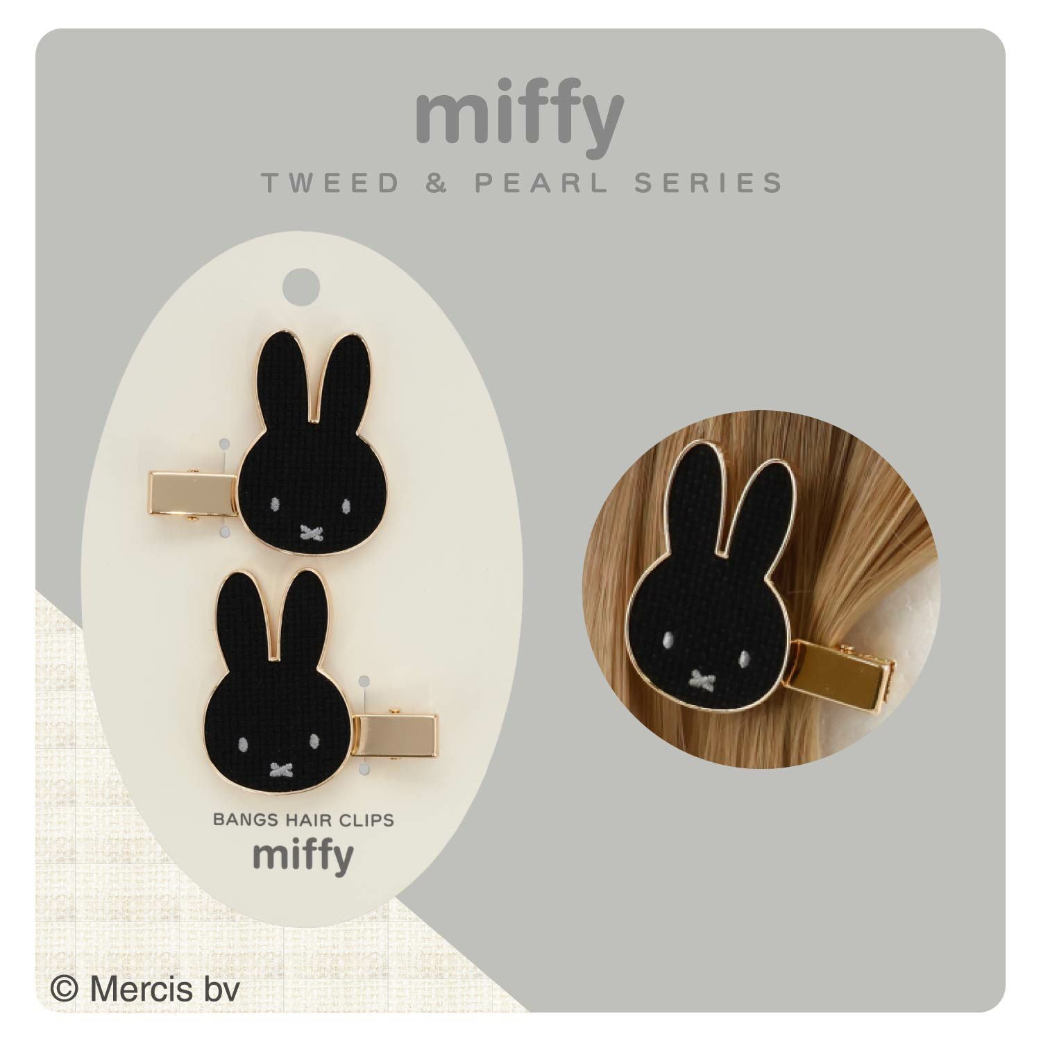 miffy ツイード＆パールシリーズ ツイード前髪クリップ ＜WHITE/BLACK＞ 粧美堂 shobido