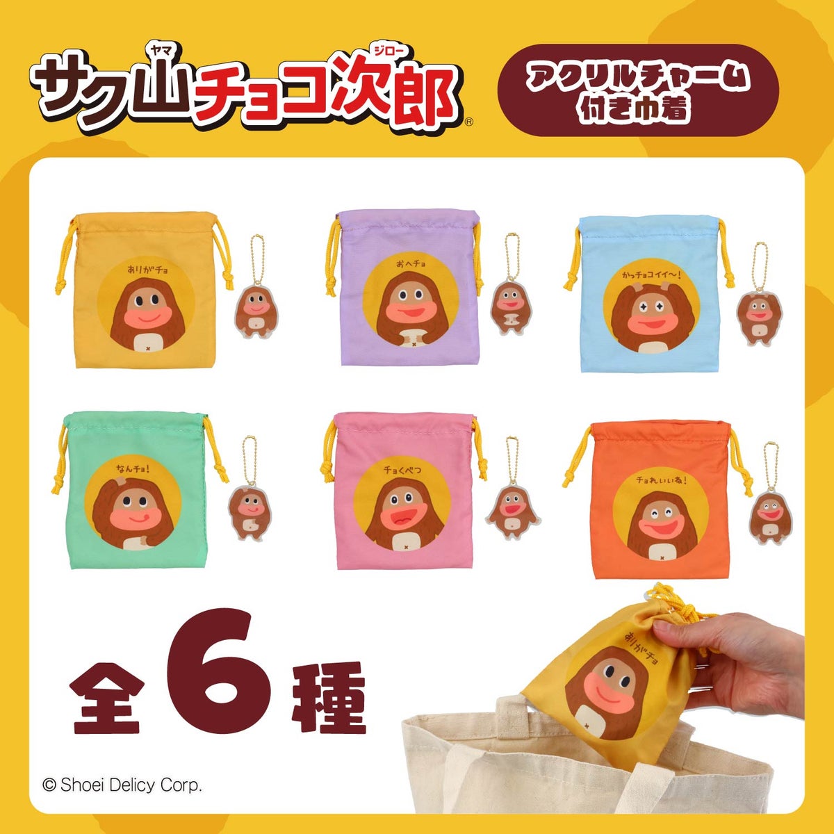 【ケース商品】【全6種セット】 サク山チョコ次郎 シークレットアクリルチャーム付き巾着セット 粧美堂 shobido