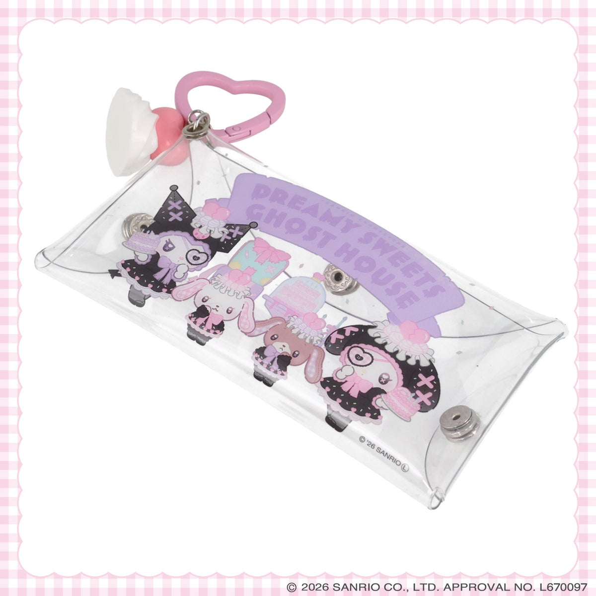 サンリオキャラクターズ DREAMY SWEETS GHOST HOUSEシリーズ ホイップクリームチャーム付きPVCマルチポーチ 粧美堂 SHOBIDO
