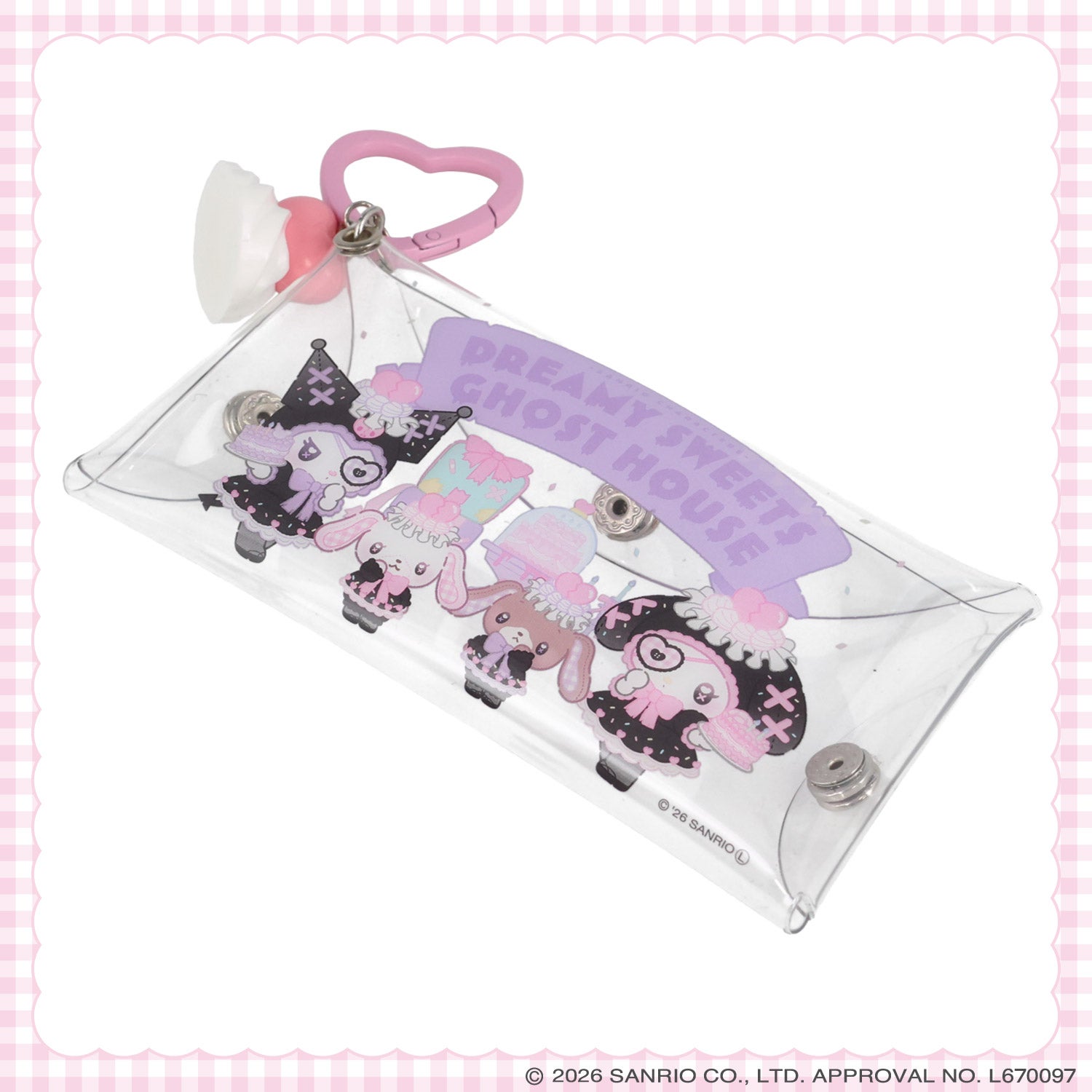 サンリオキャラクターズ DREAMY SWEETS GHOST HOUSEシリーズ ホイップクリームチャーム付きPVCマルチポーチ 粧美堂 SHOBIDO