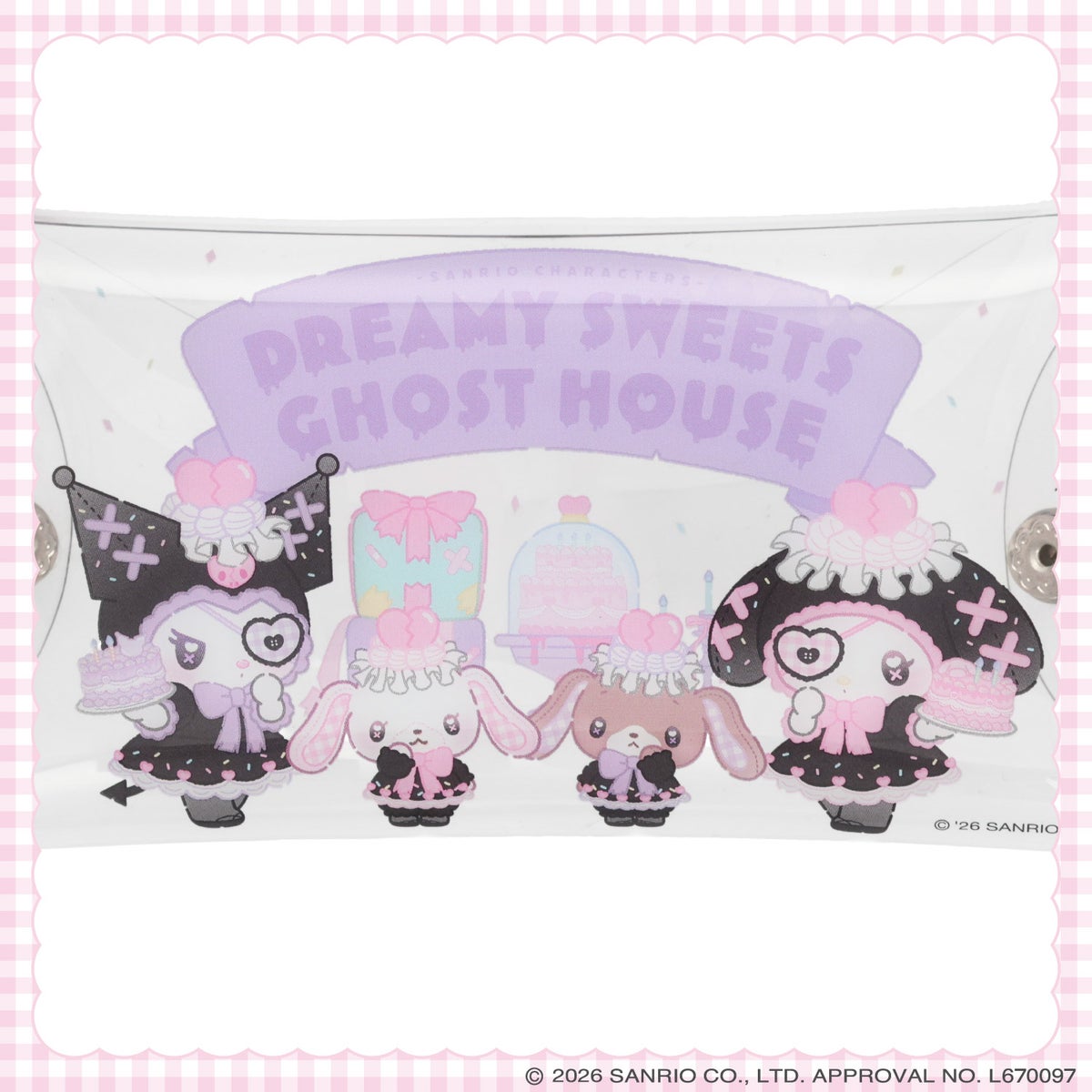 サンリオキャラクターズ DREAMY SWEETS GHOST HOUSEシリーズ ホイップクリームチャーム付きPVCマルチポーチ 粧美堂 SHOBIDO