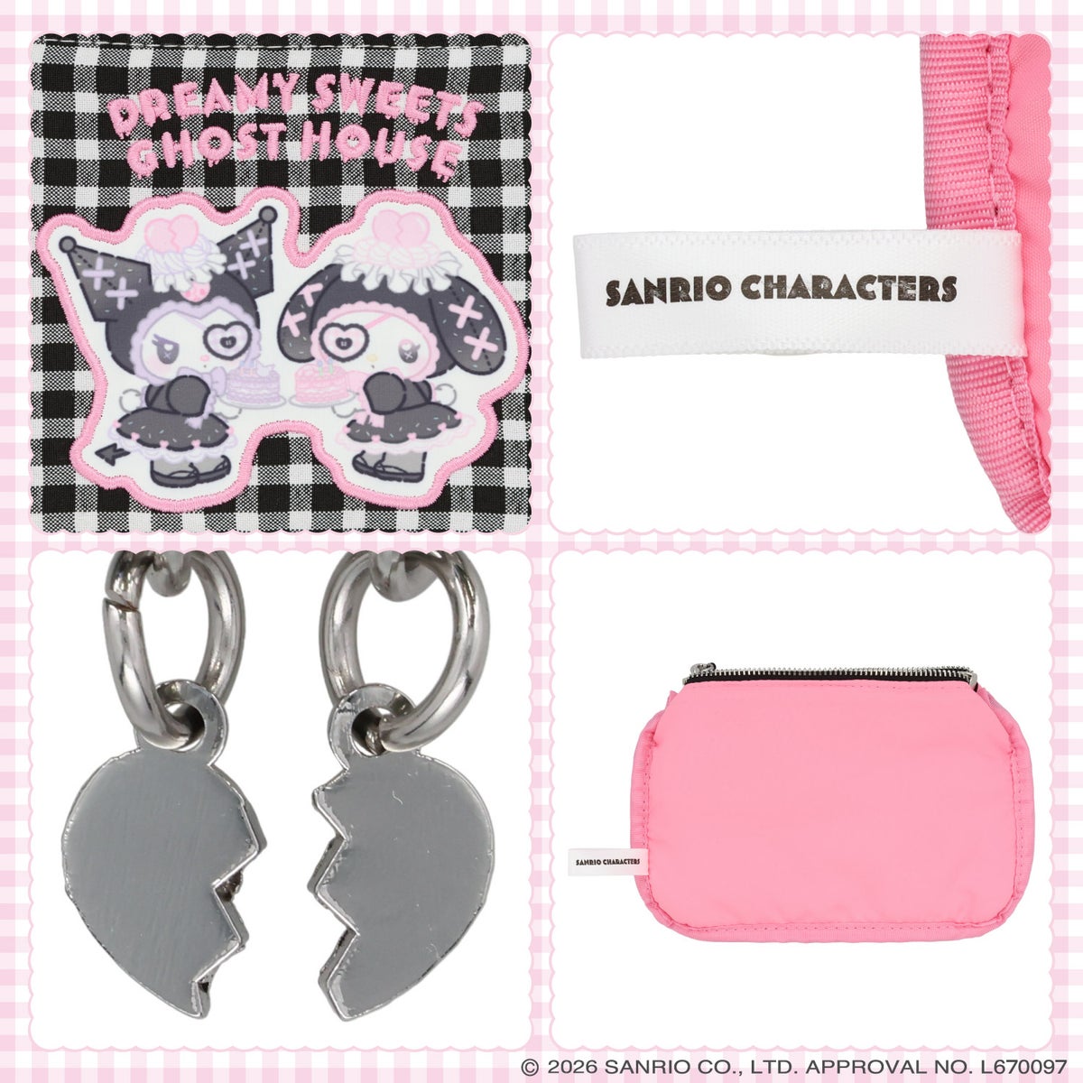 サンリオキャラクターズ DREAMY SWEETS GHOST HOUSEシリーズ ギンガムチェックティッシュポーチ ＜ マイメロディ＆クロミ / シュガーバニーズ ＞ 粧美堂 SHOBIDO