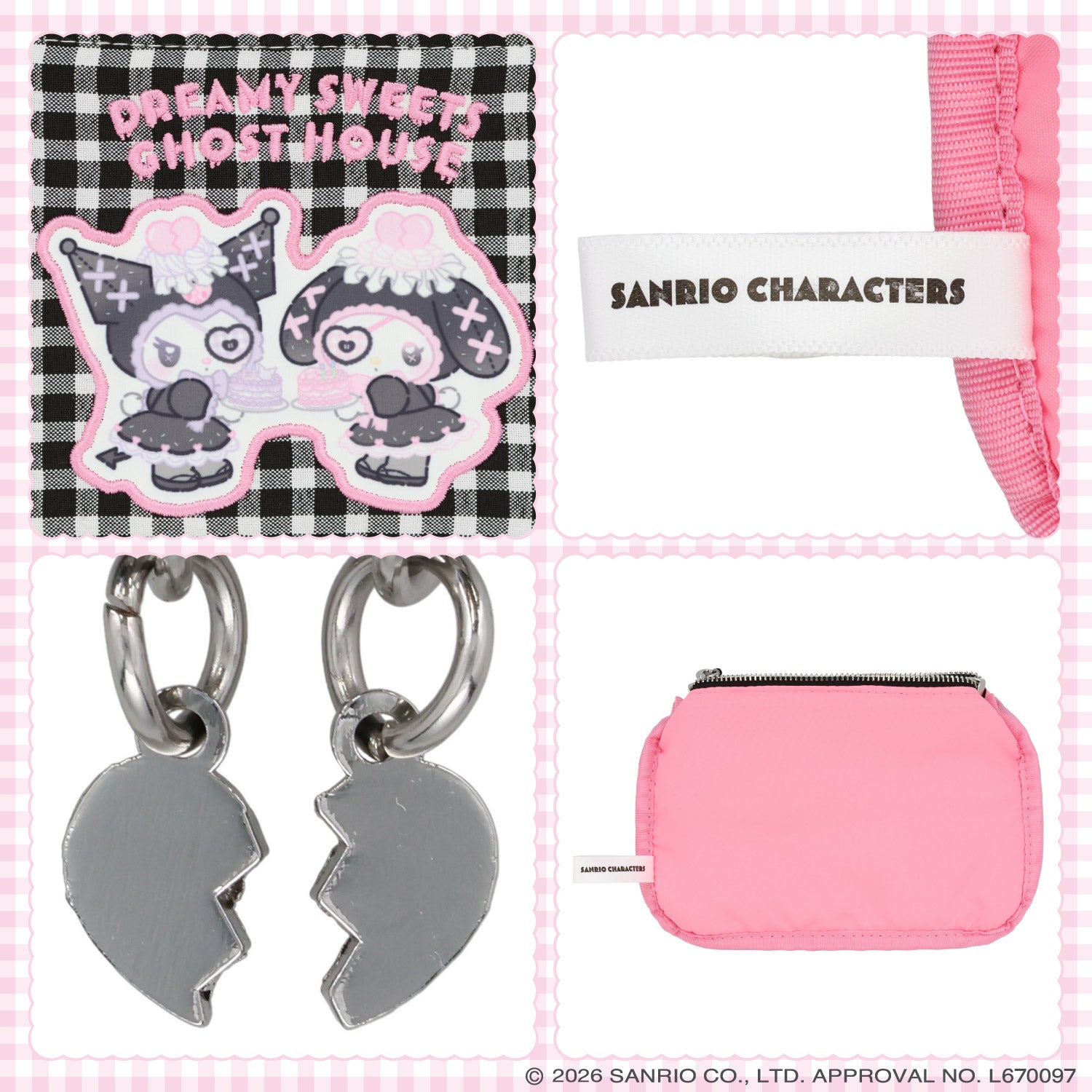 サンリオキャラクターズ DREAMY SWEETS GHOST HOUSEシリーズ ギンガムチェックティッシュポーチ ＜ マイメロディ＆クロミ / シュガーバニーズ ＞ 粧美堂 SHOBIDO