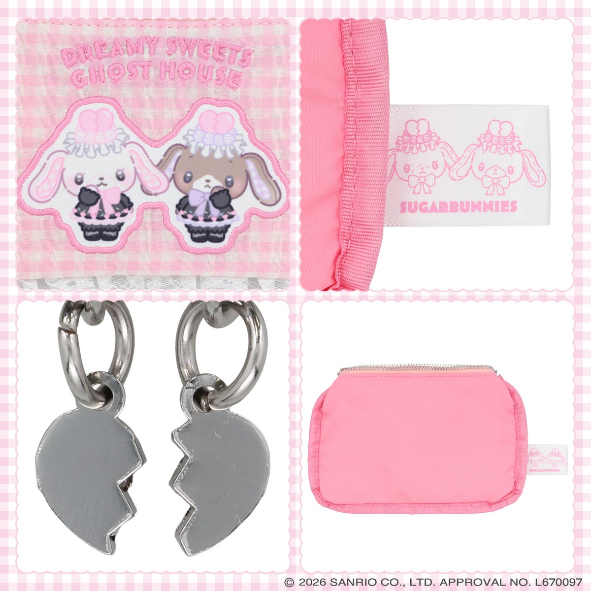 サンリオキャラクターズ DREAMY SWEETS GHOST HOUSEシリーズ ギンガムチェックティッシュポーチ ＜ マイメロディ＆クロミ / シュガーバニーズ ＞ 粧美堂 SHOBIDO
