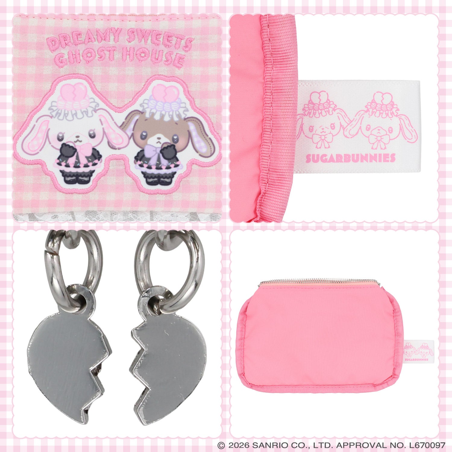 サンリオキャラクターズ DREAMY SWEETS GHOST HOUSEシリーズ ギンガムチェックティッシュポーチ ＜ マイメロディ＆クロミ / シュガーバニーズ ＞ 粧美堂 SHOBIDO